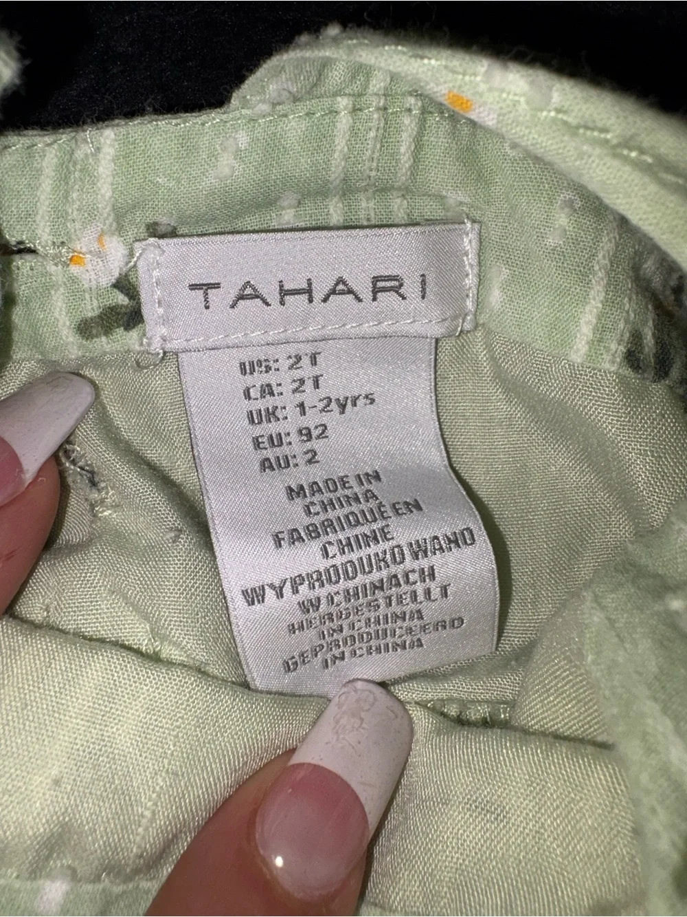 Tahari Light Sage Green Floral Ruffle Dress for Girls